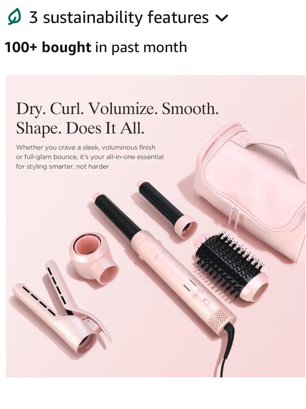 PARWIN: Pink 5-in-1 Hair Styler Set – Multi-Function Blow Dryer & Curling Brush